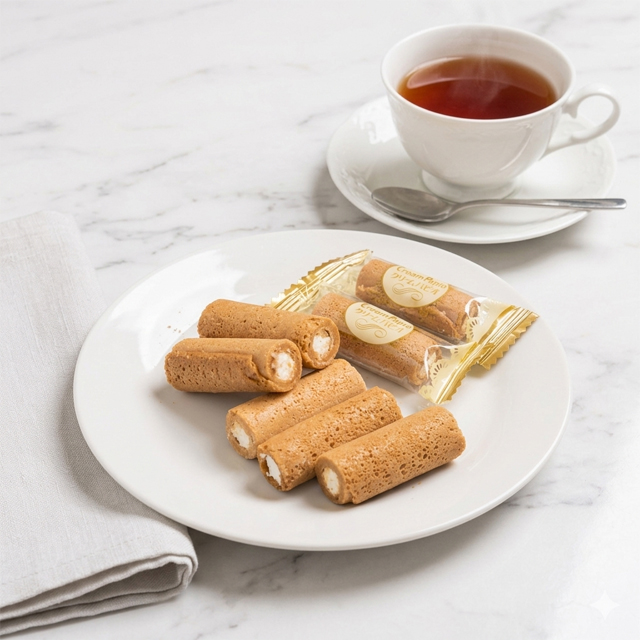 ロールクッキー　クリーム入り。